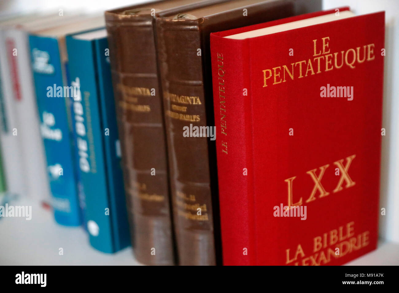 The Holy Bible in different languages. Strasbourg. France Stock Photo