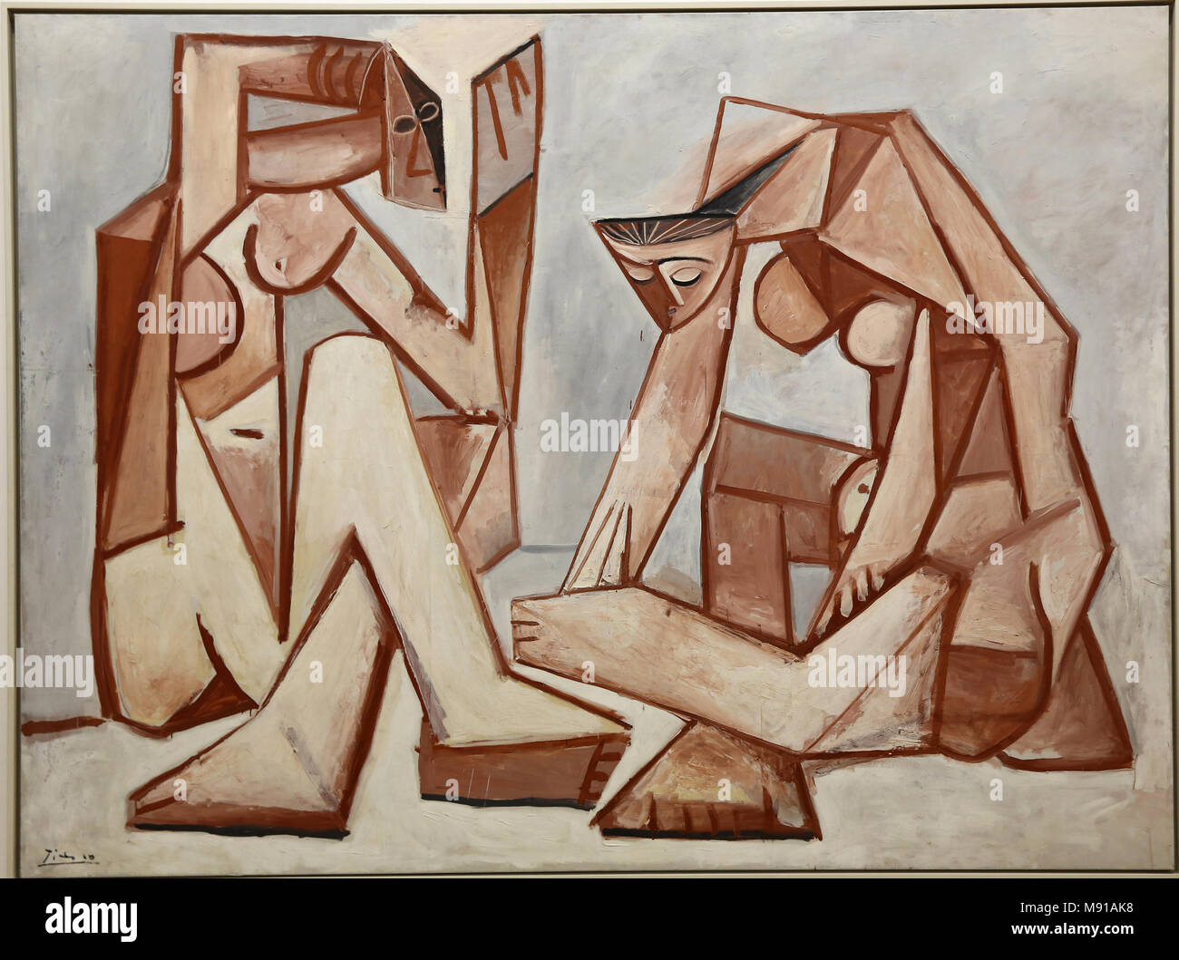 Musee National d'Art Moderne (National Modern art Museum), Georges Pompidou centre, Paris, France. Pablo Picasso, Women at the sea, february 16,1956, Stock Photo