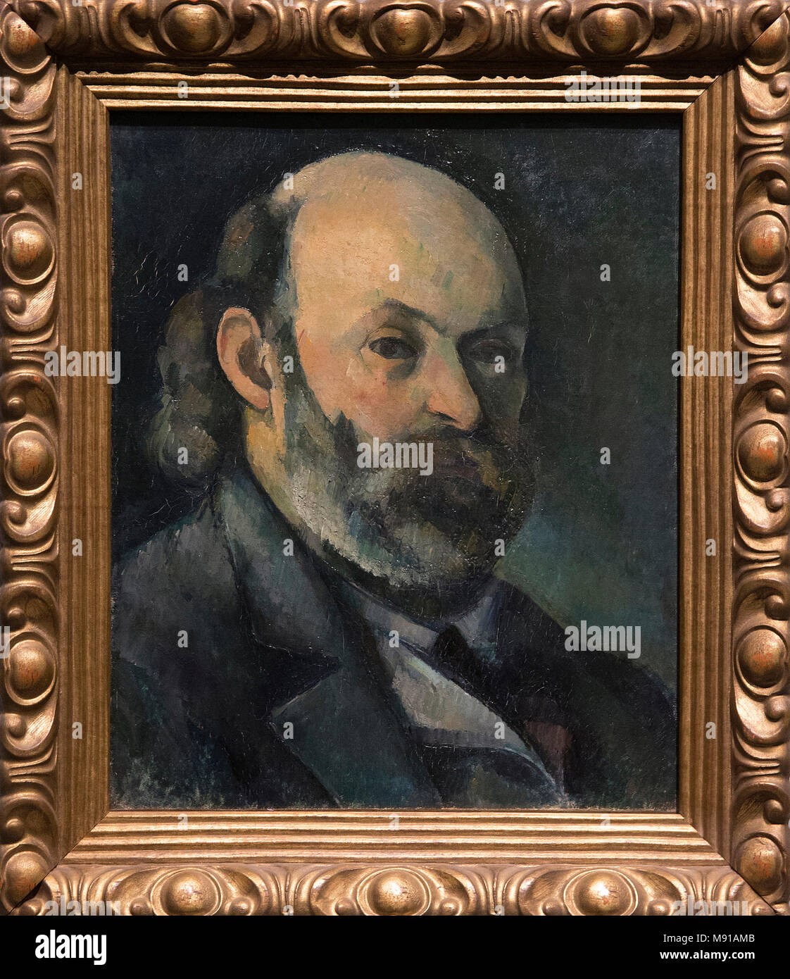 Paul Cezanne, Self portrait, Provence, c.1882, oil on canvas. Shchukin Collection, Pushkin Fine Art Museum, Moskow. Shot while exhibited in Paris, Fra Stock Photo