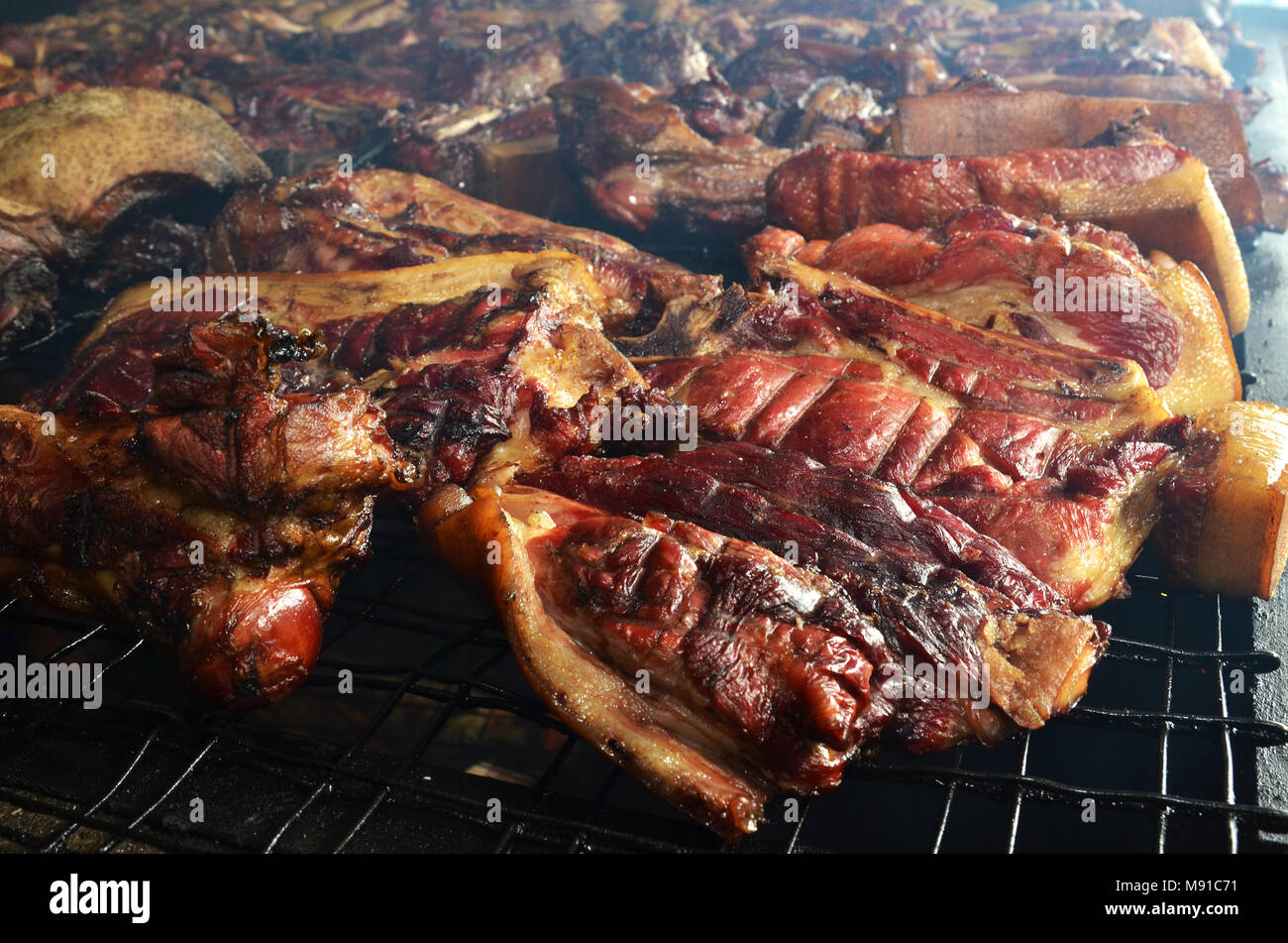 Sinalau Bakas or Smoked Wild Boar is one of Sabah's most popular native dishes, an iconic food of Kadazandusun people, the largest ethnic group in Nor Stock Photo
