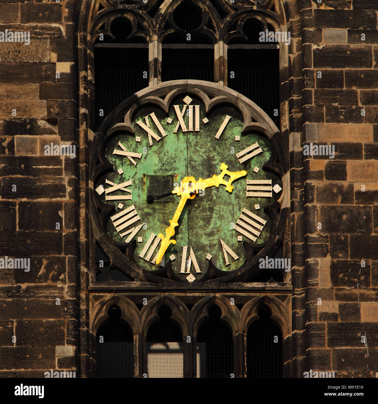 Clock at Magdeburg Cathedral St. Mauritius, Germany Stock Photo