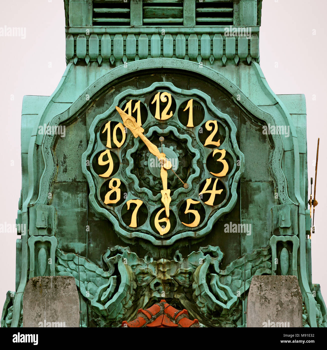 Clock at Sprudelhof, Bad Nauheim, Germany Stock Photo