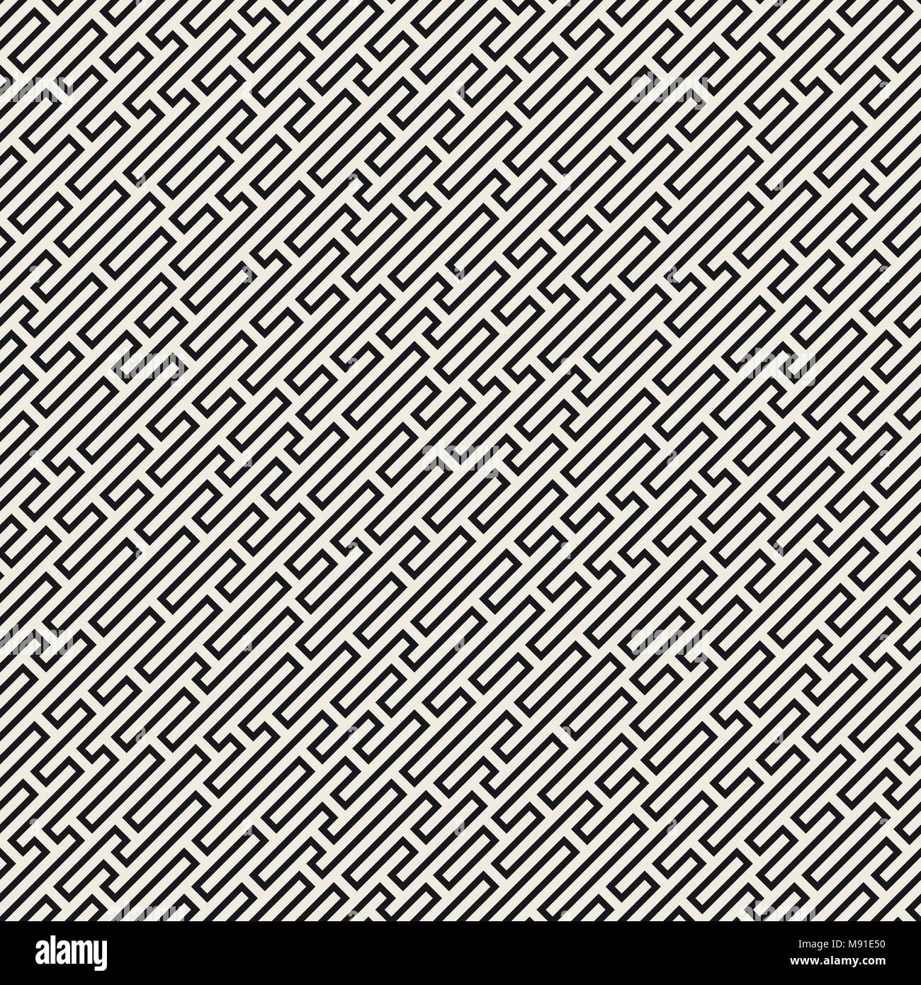 Vector seamless black and white lines maze pattern. Abstract geometric ...