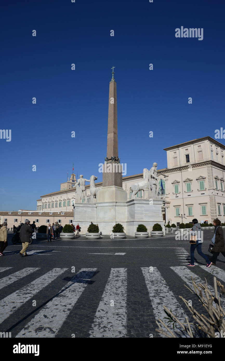 Obelisco del Quirinale in the Piazza of the Via del Quirinale and Via XXIV Maggio in Rome, Italy Stock Photo