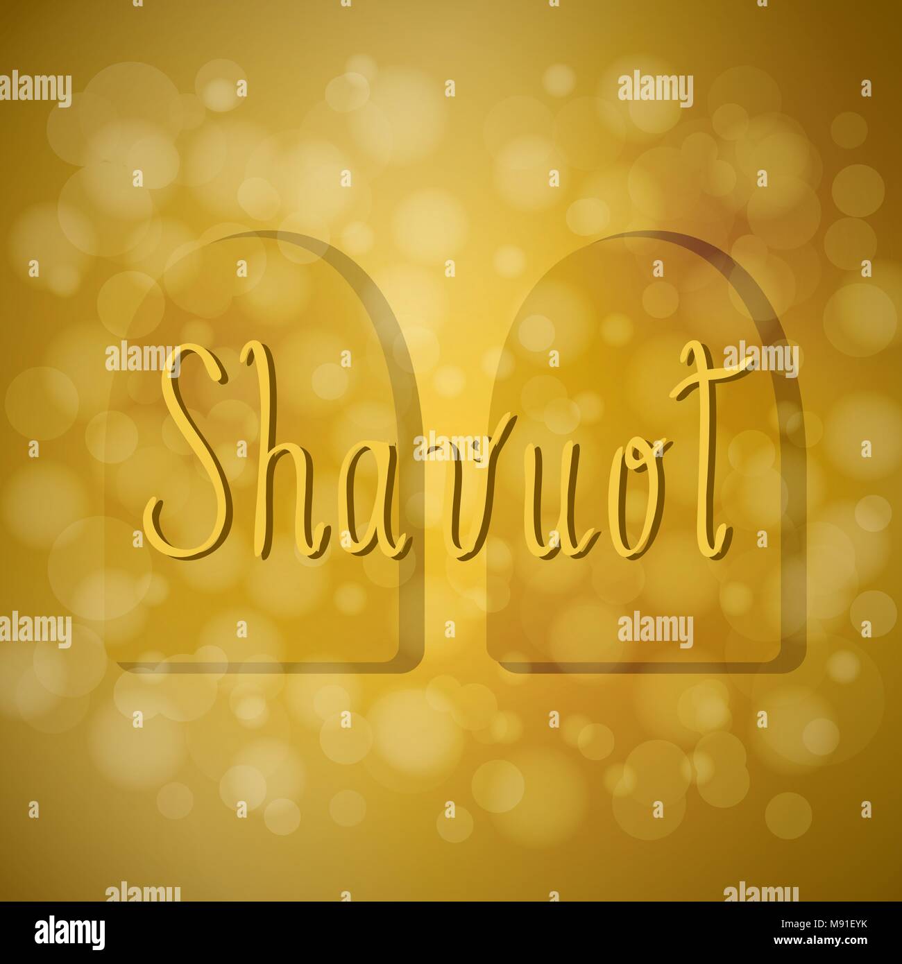 Shavuot. Concept of Judaic holiday. Tablets of the covenant of Moses. Ten Commandments. Brown background, blur Stock Vector