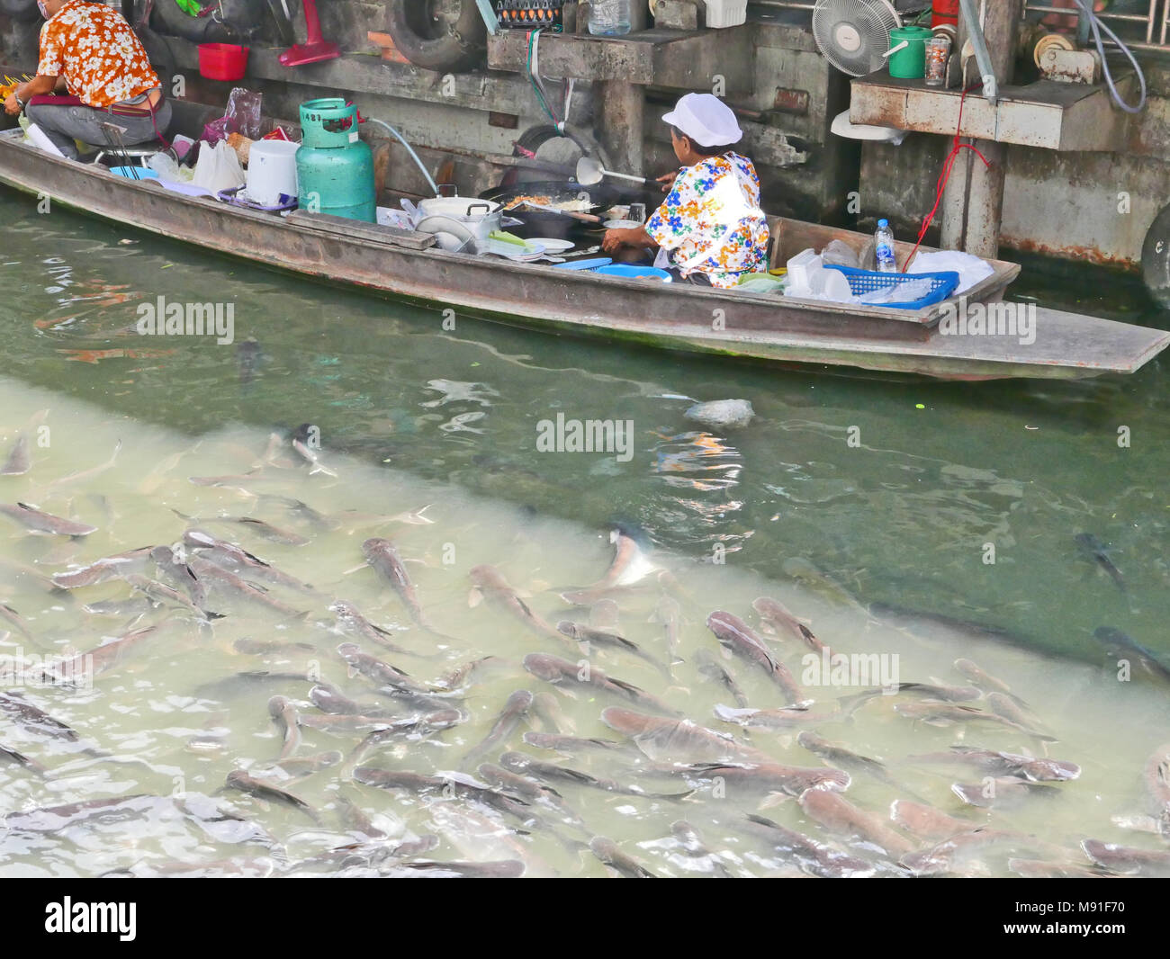 Bang Namphueng Floating Market in Bangkok, Thailand Stock Photo