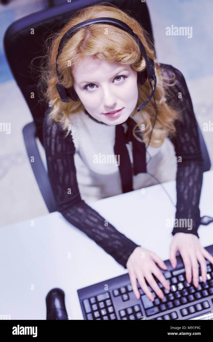 Top View Operator Callcenter top view hi-res stock photography and images - Alamy