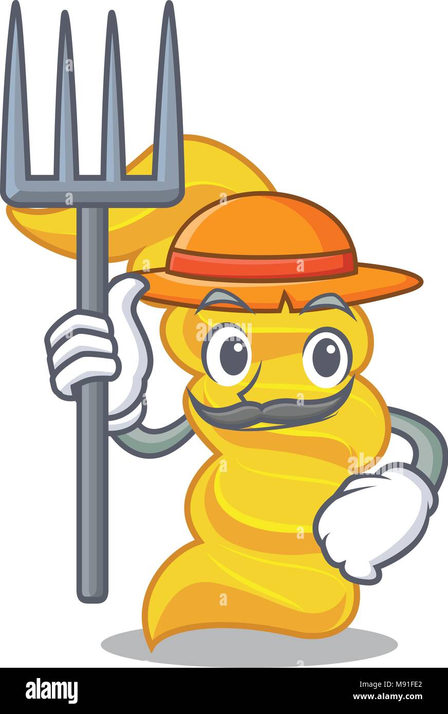 Farmer fusilli pasta character cartoon Stock Vector Image & Art - Alamy