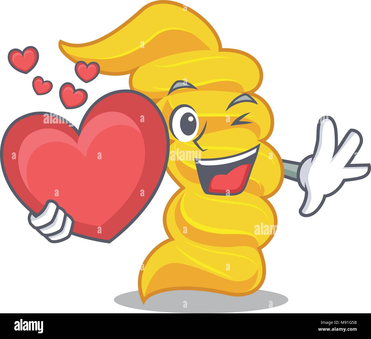 With heart fusilli pasta mascot cartoon Stock Vector Image & Art - Alamy