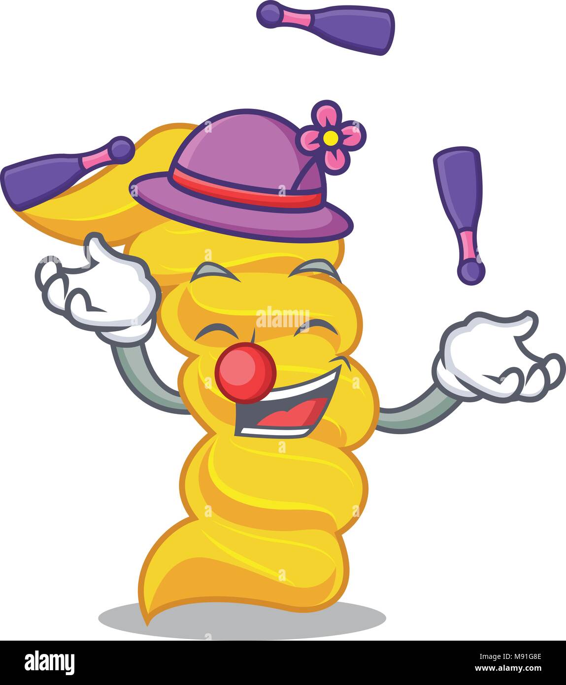 Juggling fusilli pasta mascot cartoon Stock Vector Image & Art Alamy