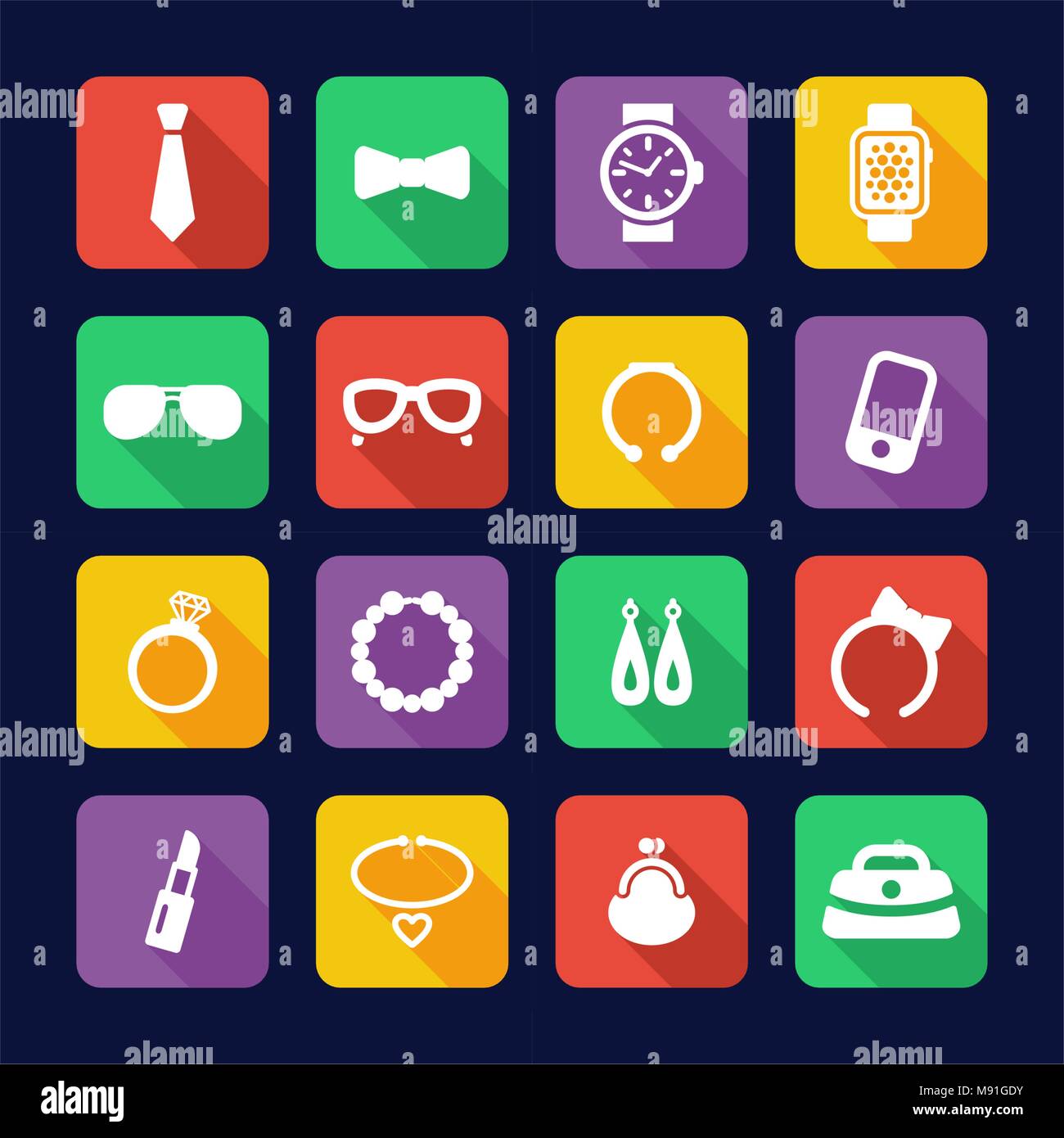 Accessories Icons Flat Design Stock Vector Image & Art - Alamy