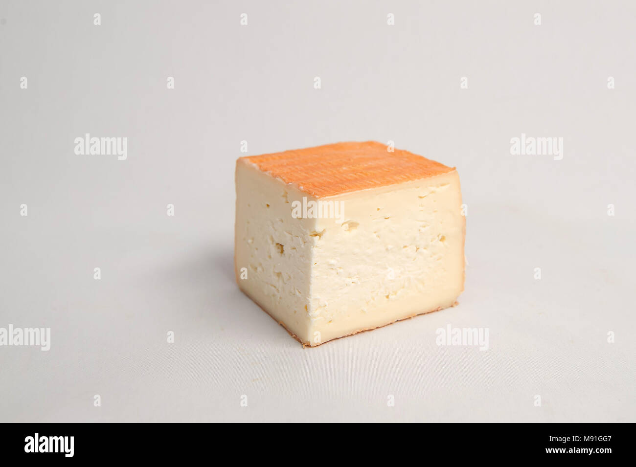 Maroilles red brick square cheese france Stock Photo