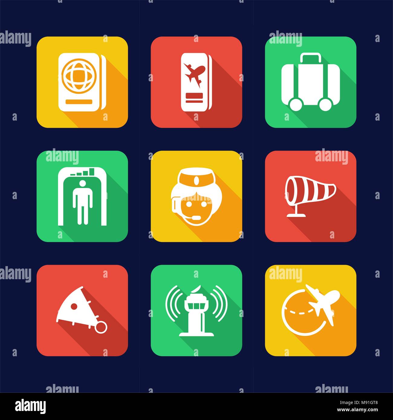 Airport Icons Flat Design Stock Vector Image & Art - Alamy