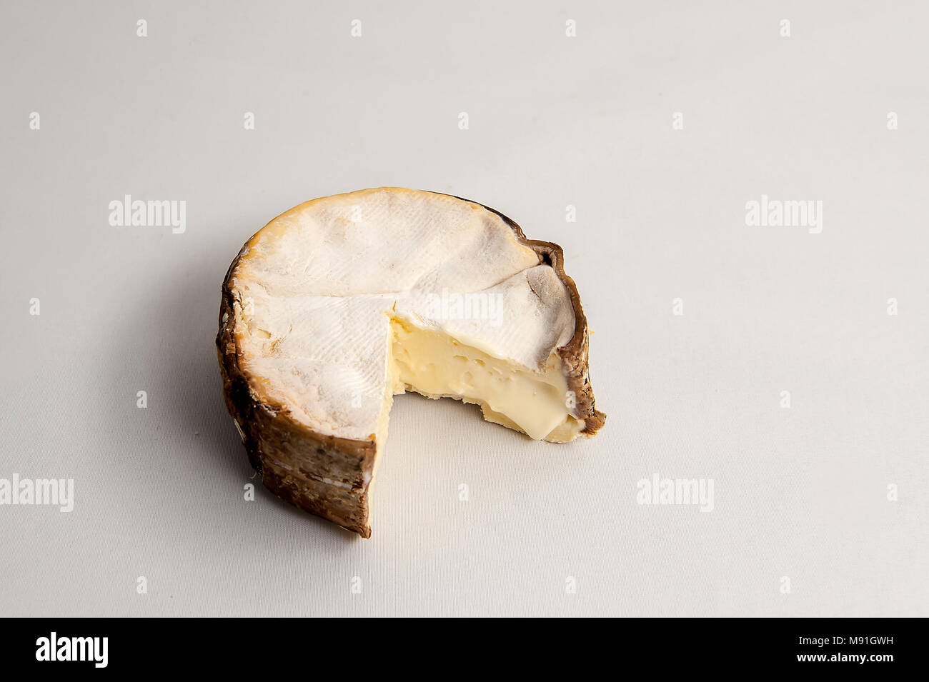 Vacherin du Mont D'or is a gooey rich and powerful cows' milk cheese from the French Alps Stock Photo