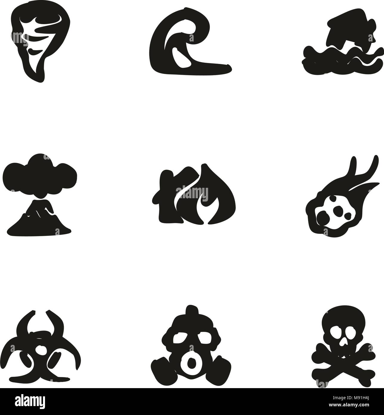 Armageddon Icons Freehand Fill Stock Vector