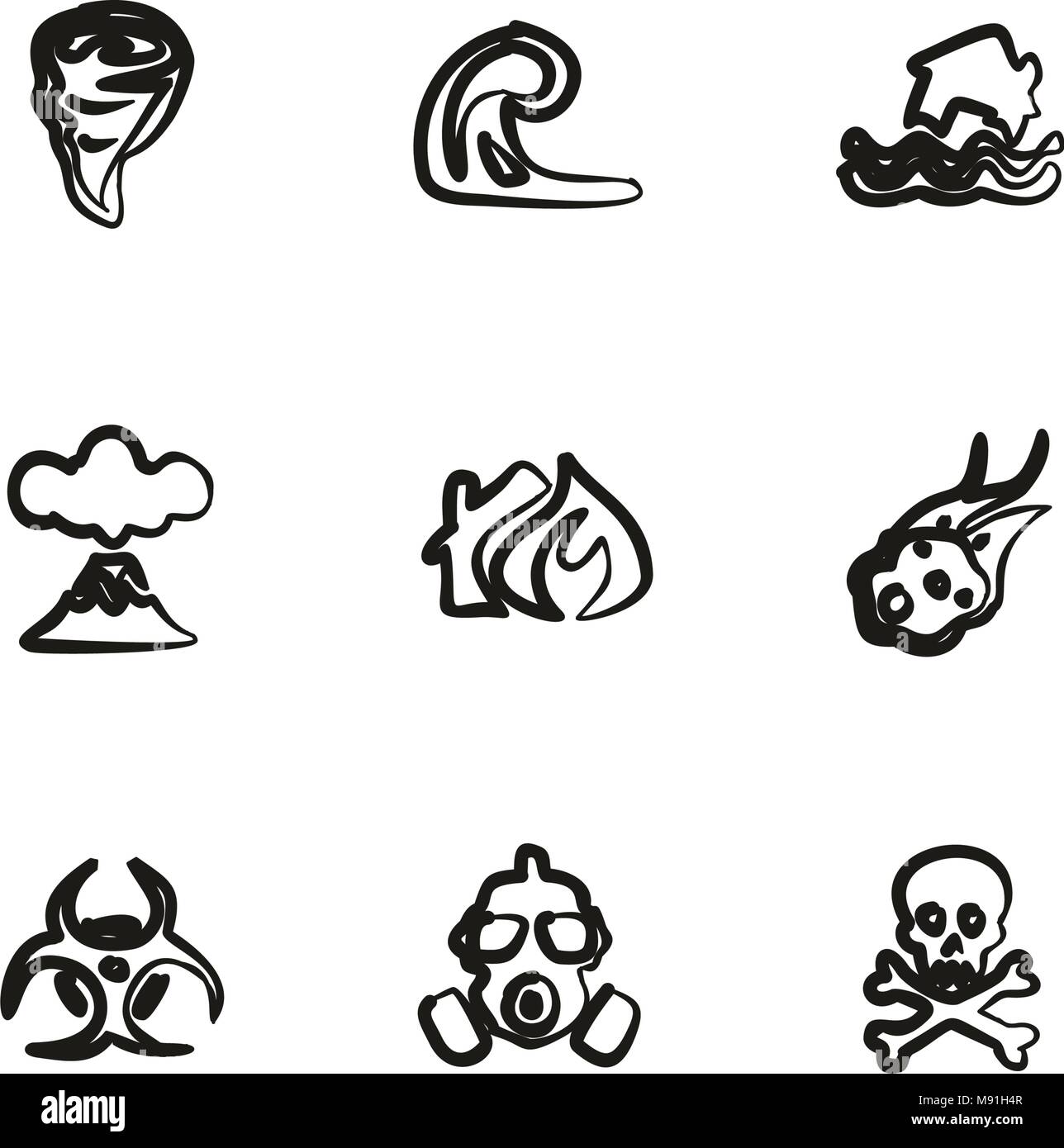 Armageddon Icons Freehand Stock Vector