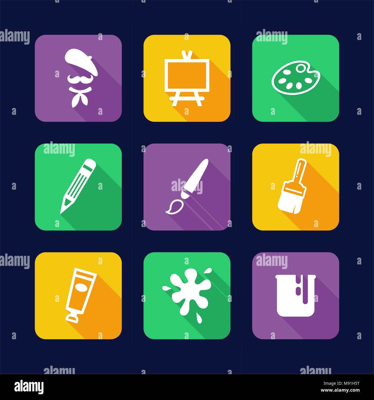 Artist Icons Flat Design Stock Vector Image & Art Alamy