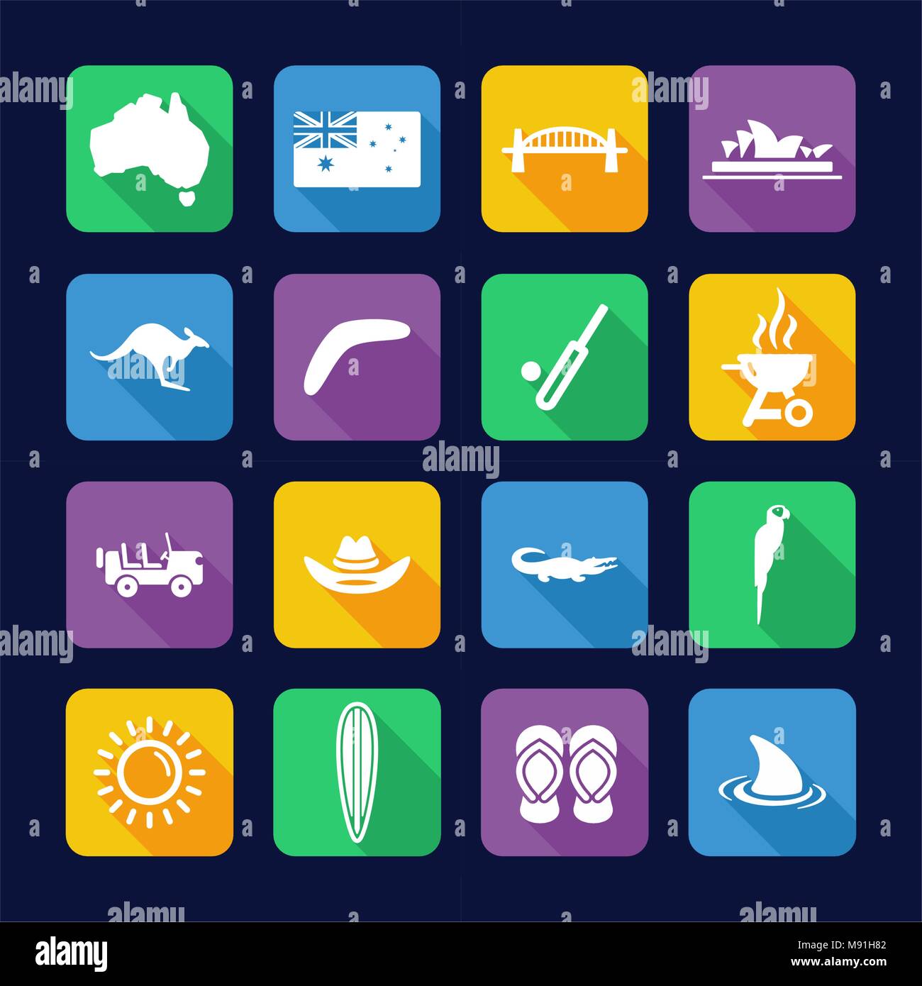 Australia Icons Flat Design Stock Vector Image & Art - Alamy