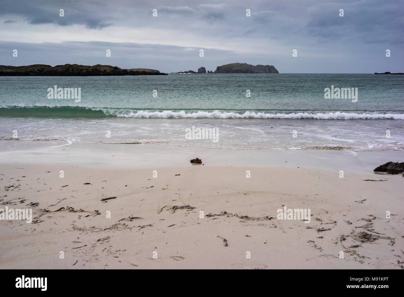 Bosta Beach on the Isle of Lewis in the Outer Hebrides. Stock Photo
