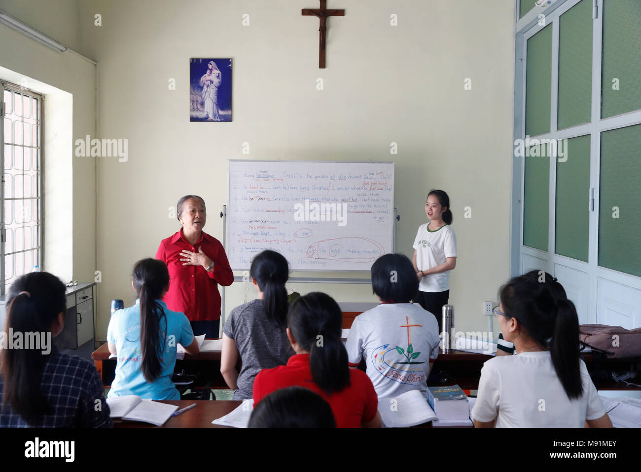 Franciscan missionaries of Mary church. English classroom.  Ho Chi Minh City. Vietnam. Stock Photo