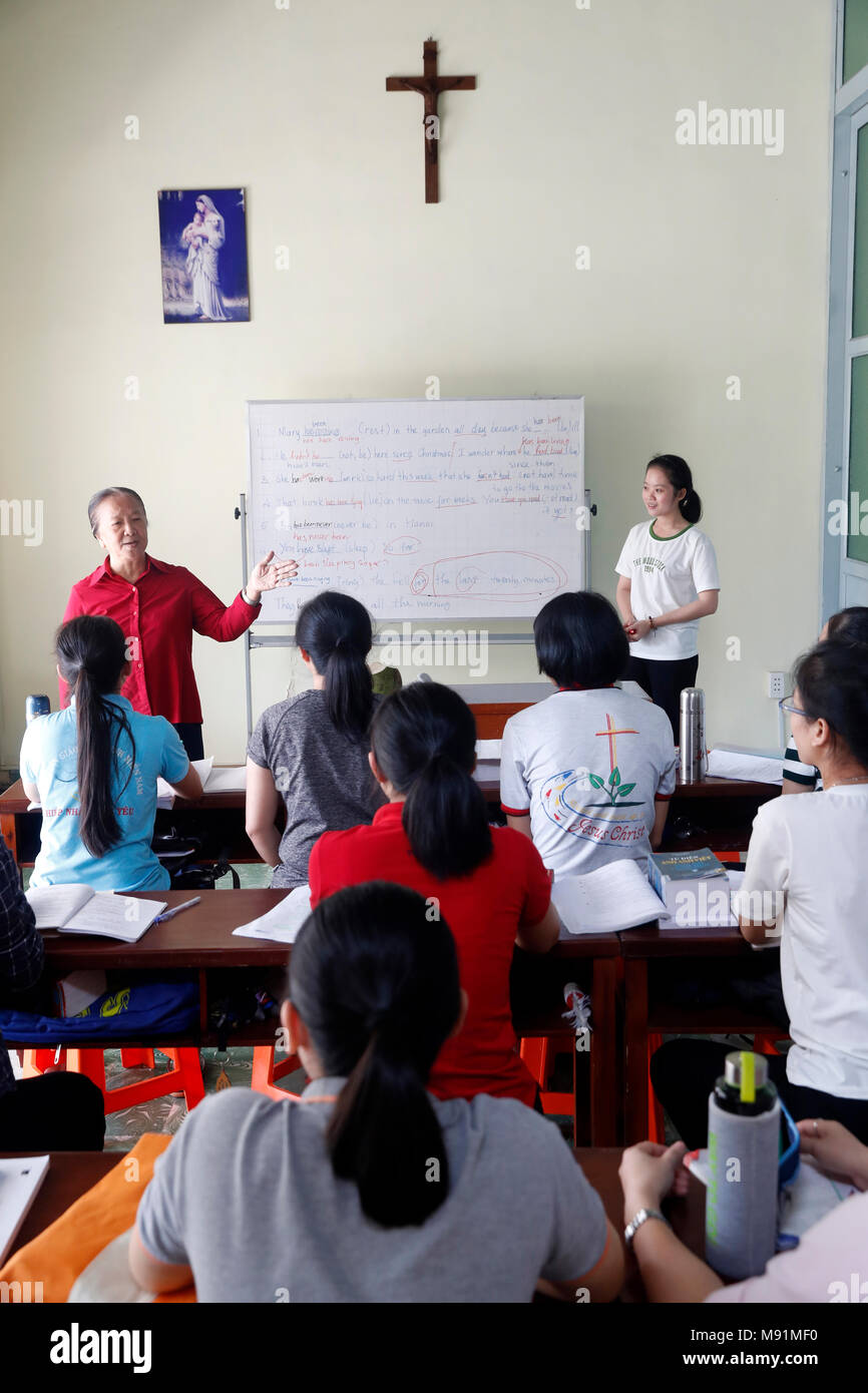 Franciscan missionaries of Mary church. English classroom.  Ho Chi Minh City. Vietnam. Stock Photo