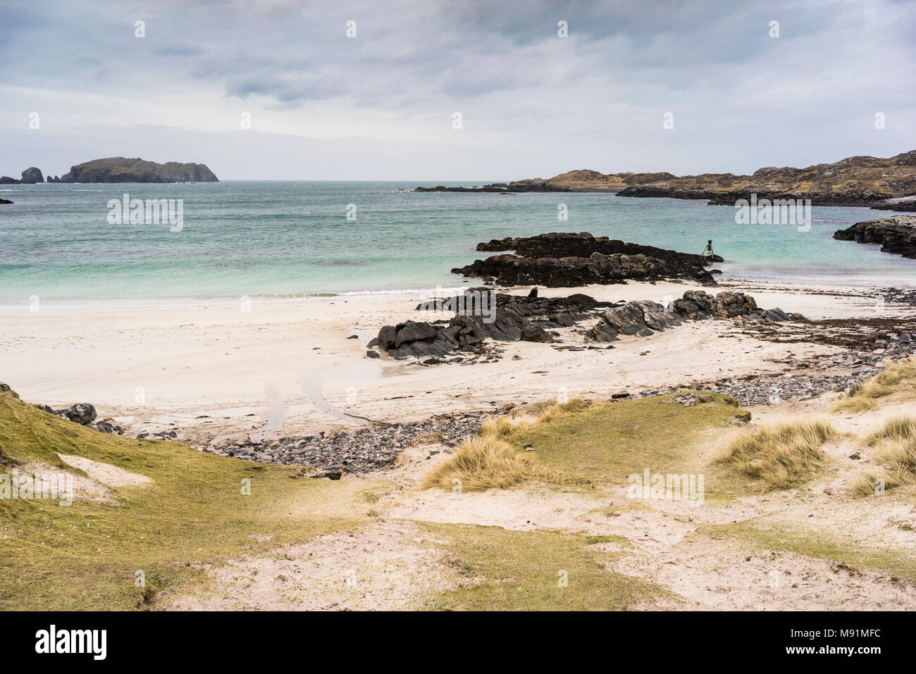 Bosta Beach on the Isle of Lewis in the Outer Hebrides. Stock Photo