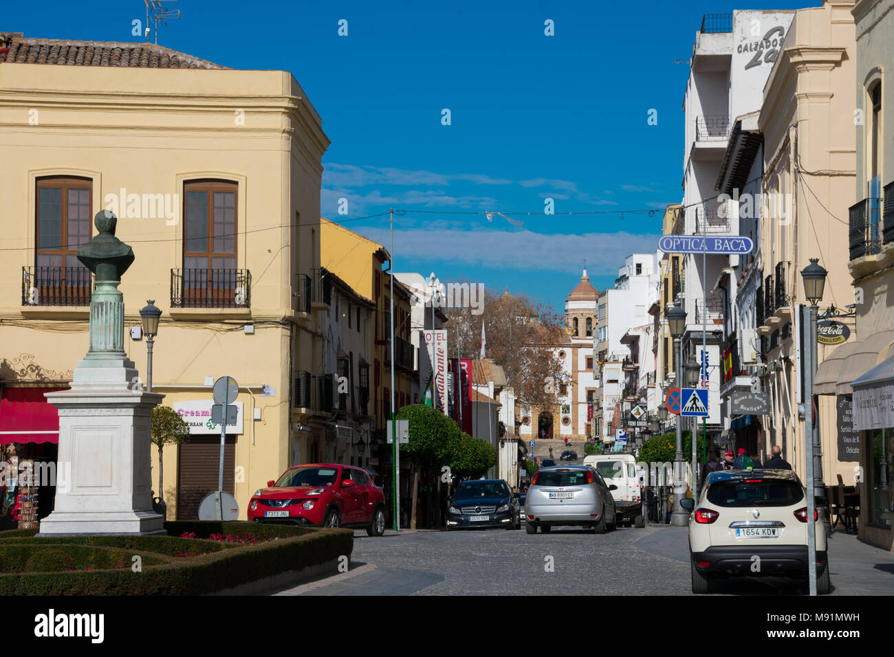 Ronda, Spain. January 19, 2018.  View of Spain Square on a sunny winter day Stock Photo
