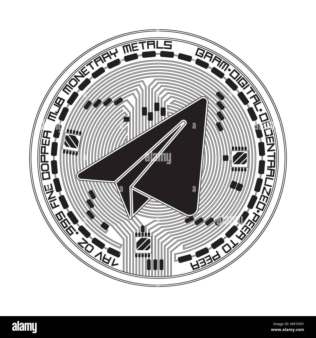 Crypto currency black coin with black gram symbol on obverse isolated on  white background. Vector illustration. Use for logos, print products, page  an Stock Vector Image & Art - Alamy