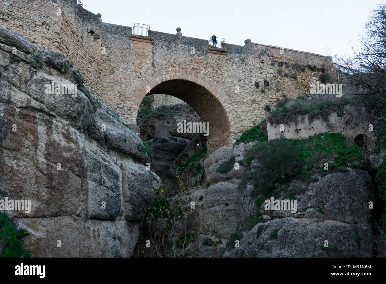 Ronda, Spain. January 19, 2018. View of the Old Bridge (Puente Viejo) Stock Photo