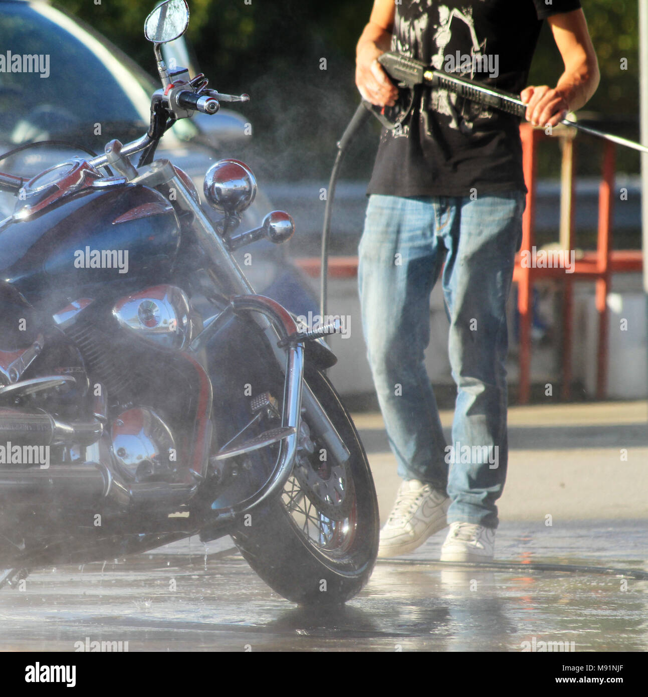 car wash for motorcycles Stock Photo Alamy