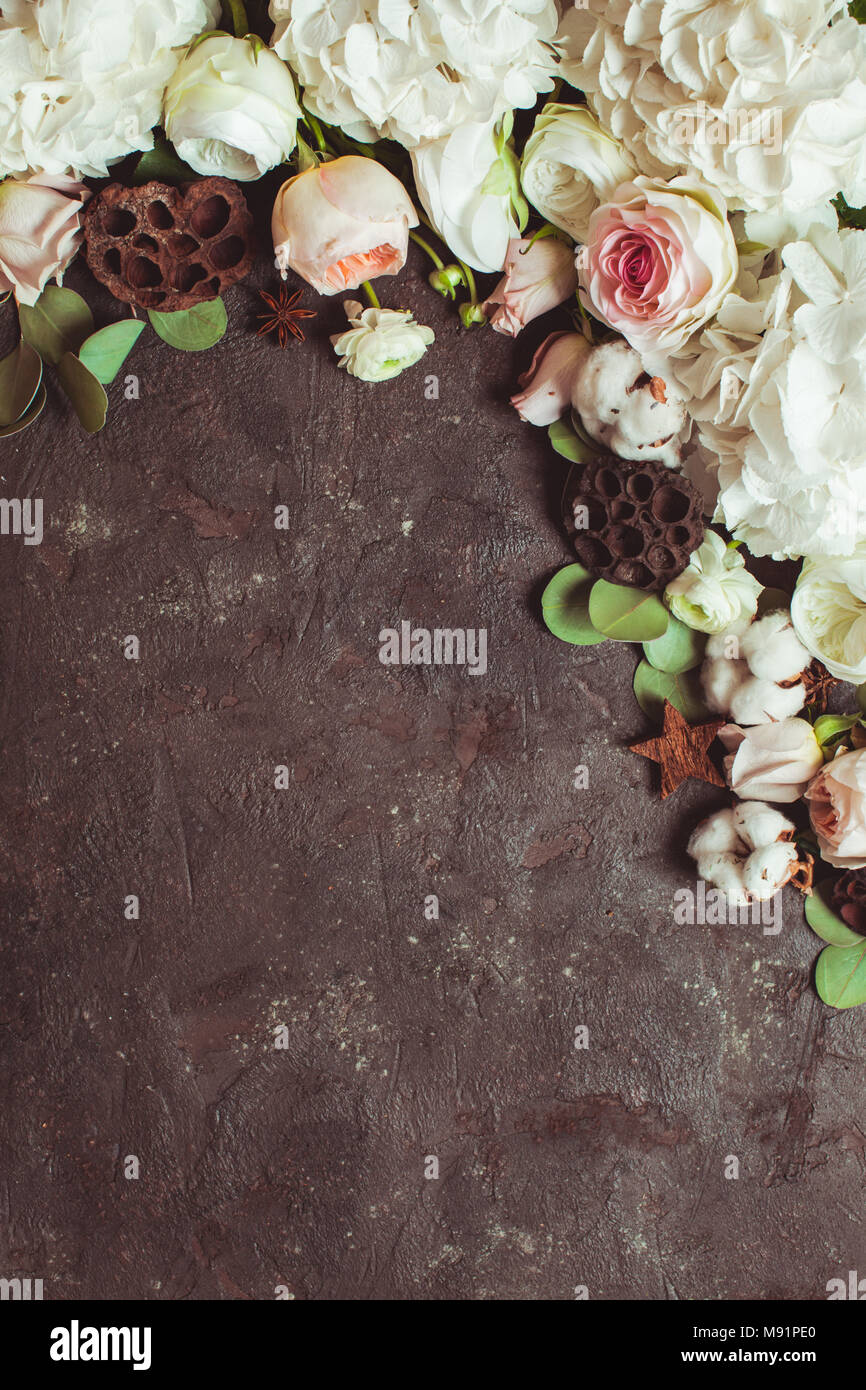 White flowers border Stock Photo Alamy