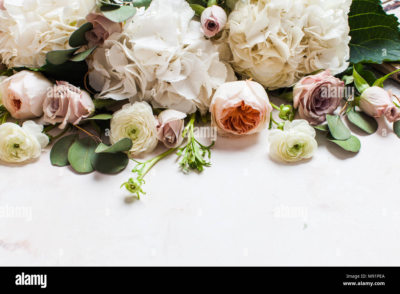 White flowers border Stock Photo Alamy