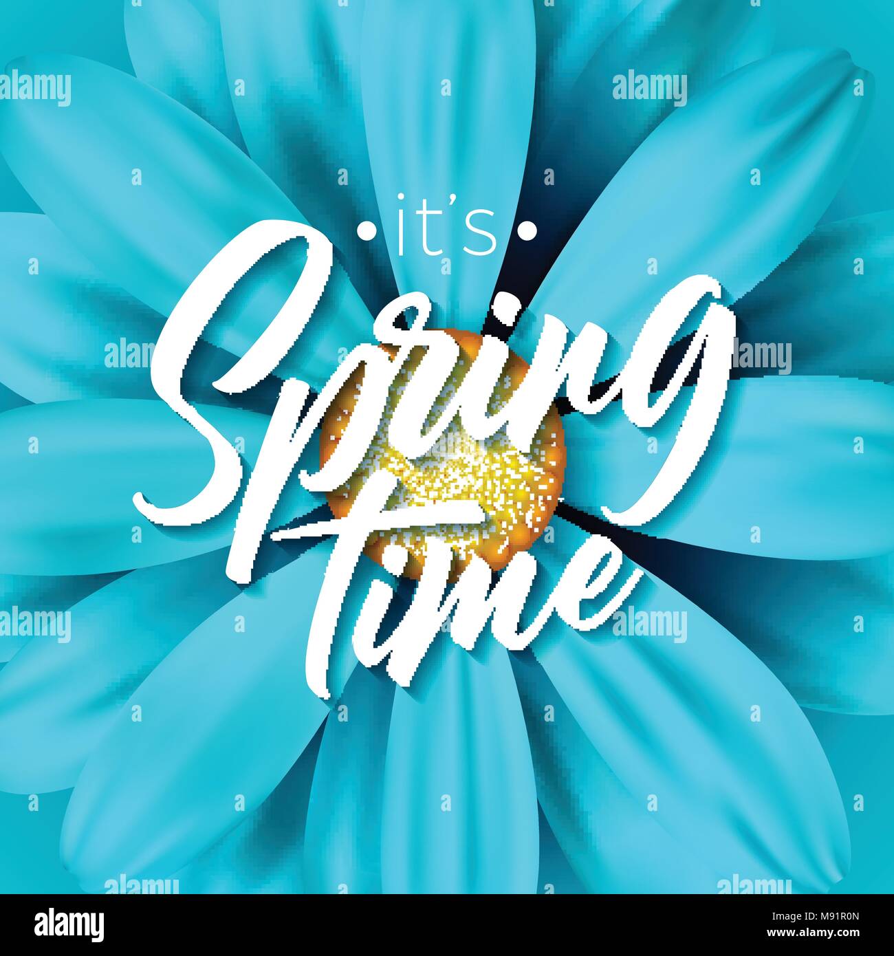 It's spring time vector illustration with beautiful colorful flower on ...