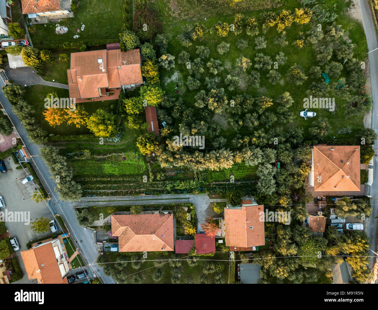 Houses in the Italian countriside near Massa in Northern Italy Stock Photo