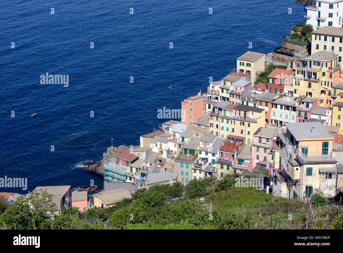 Clifftop village of Riomaggiore, Cinque Terre, UNESCO World Heritage Site, Liguria, Italy, Europe Stock Photo