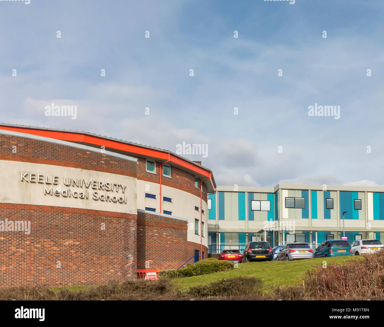 The Keele University Medical School Building attached to and on the site of the NHS Royal Stoke University Hospital in Staffordshire Stock Photo