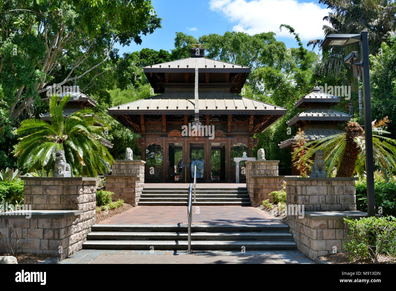 Brisbane, Queensland, Australia - January 6, 2018. Nepalese Peace Pagoda at South Bank Parklands in Brisbane. Stock Photo