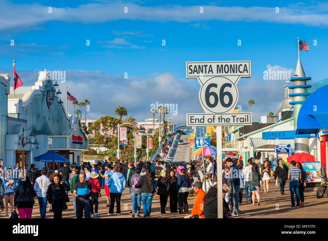 Santa monica pier sign route 66 hi-res stock photography and images - Alamy