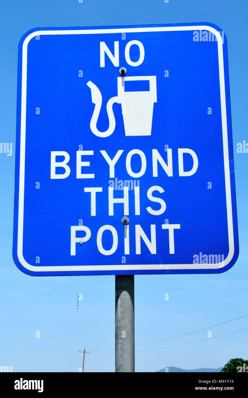 No Fuel Beyond This Point road sign in Australia. Stock Photo