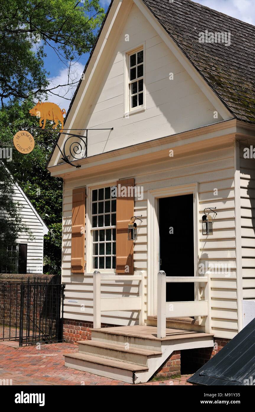 The Dubois Grocery store in Colonial Williamsburg, Virginia Stock Photo