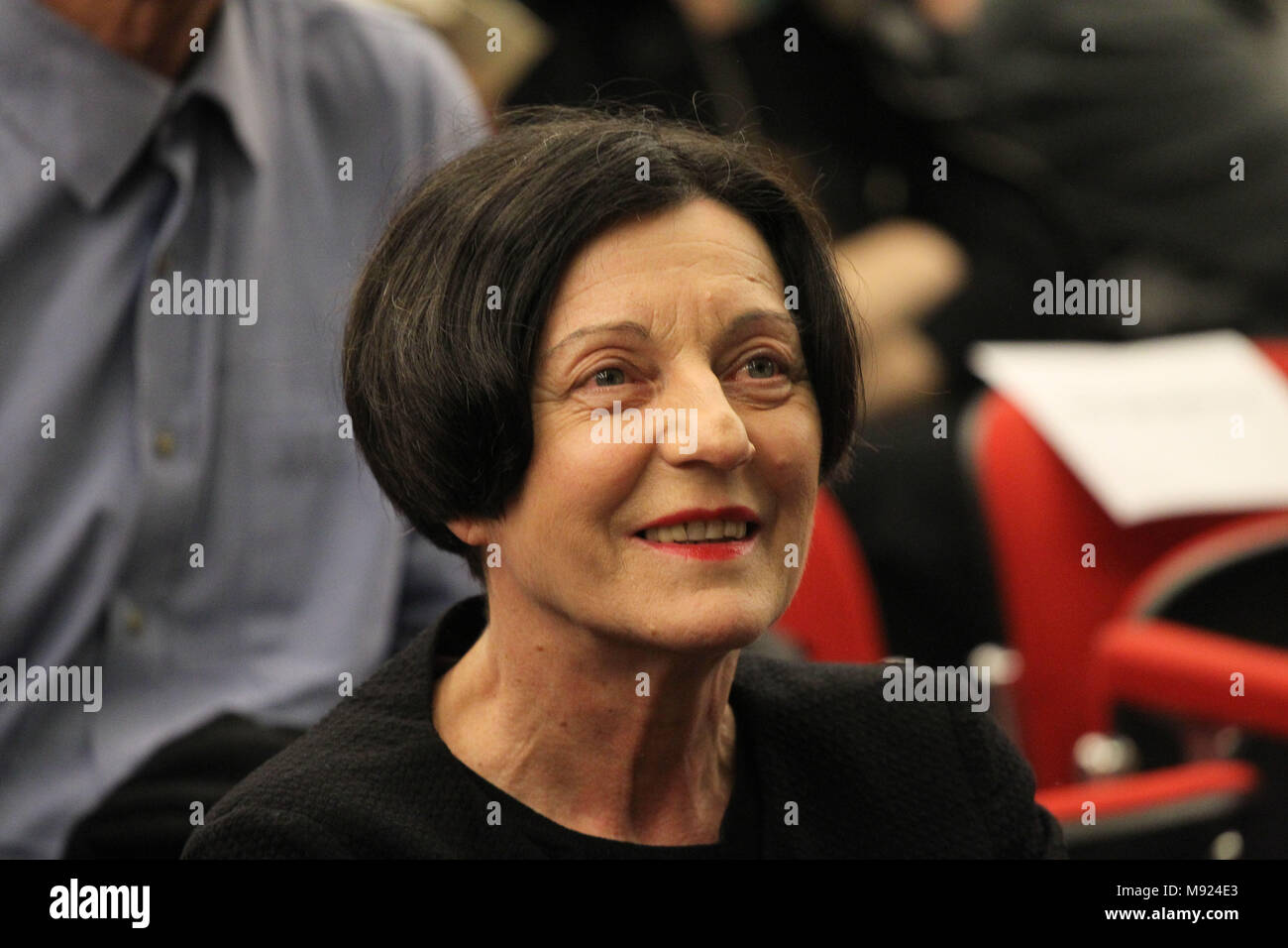 Athens, Greece. 21st Mar, 2018. Nobel Literature Prize 2009 German Writer HERTA MUELLER speaks with Greeks audience in Goethe institute. Credit: Aristidis Vafeiadakis/ZUMA Wire/Alamy Live News Stock Photo