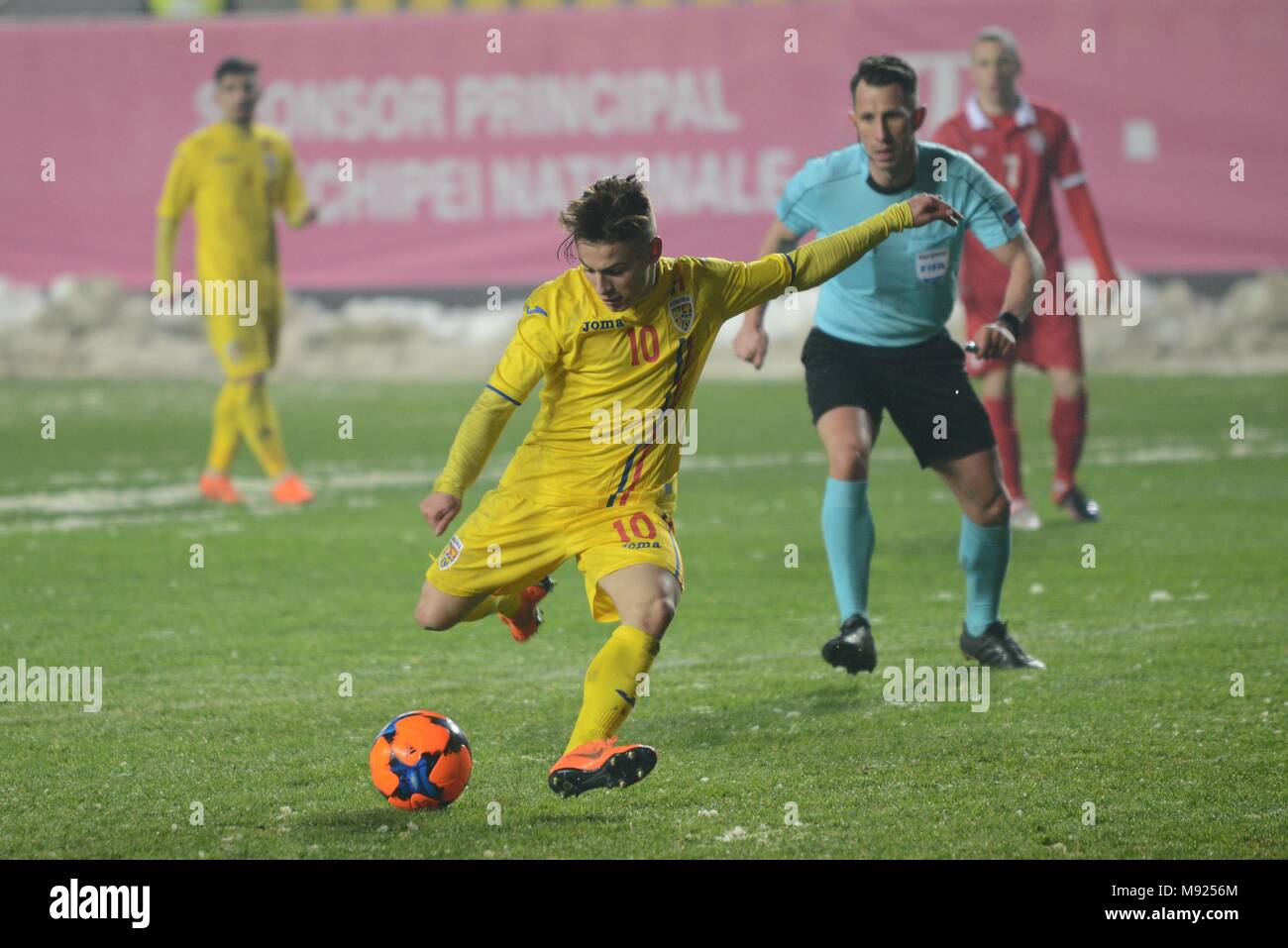 Alexandru Matan #10 (ROU)  - UEFA European Under 19 Championship 2018, Elite Round Group 4 -  game between Romania and Serbia, Photo: Cronos/Cristian Stavri, Ploiesti, March 21.2018 Stock Photo