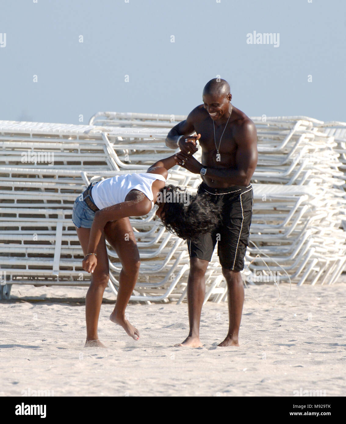 MIAMI BEACH, FL - MAY 30: (EXCLUSIVE COVERAGE) Tennis great Serena Williams  spends the day with an unidentified man on the beach in her bikini, with  her dog, along with her famous