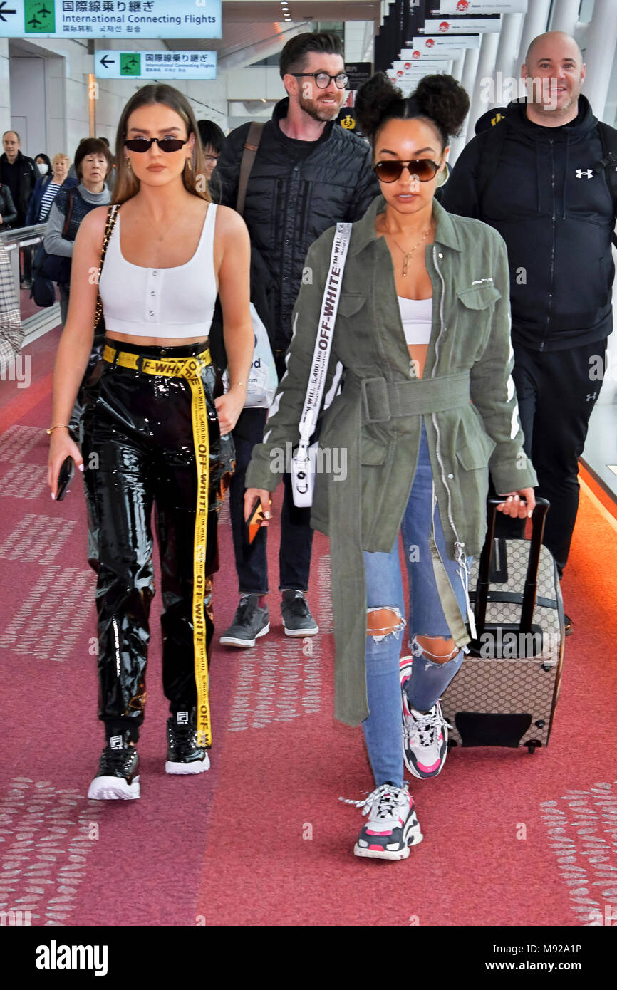 Perrie Edwards and Leigh-Anne Pinnock of Little Mix are seen upon arrival  at Tokyo International Airport in Tokyo, Japan, on March 22, 2018 Stock  Photo - Alamy