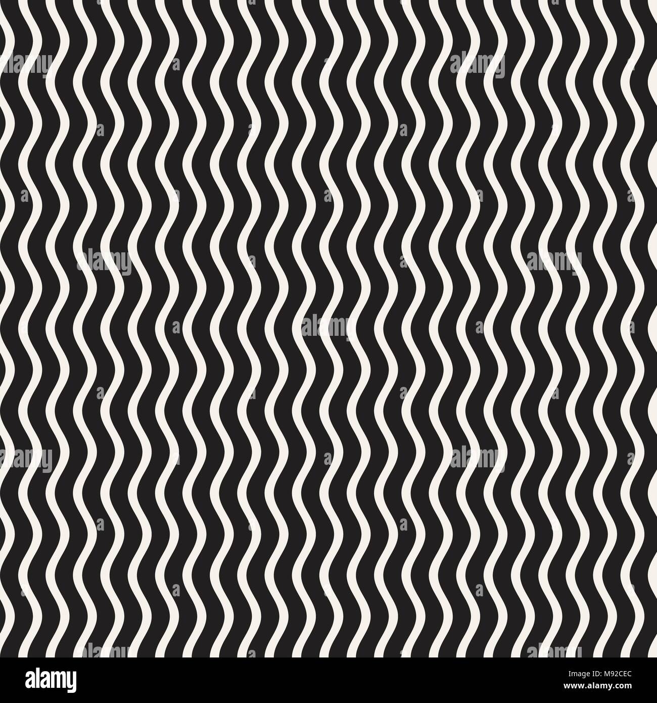 Vector Seamless Black and White Wavy Lines Pattern. Abstract Geometric ...