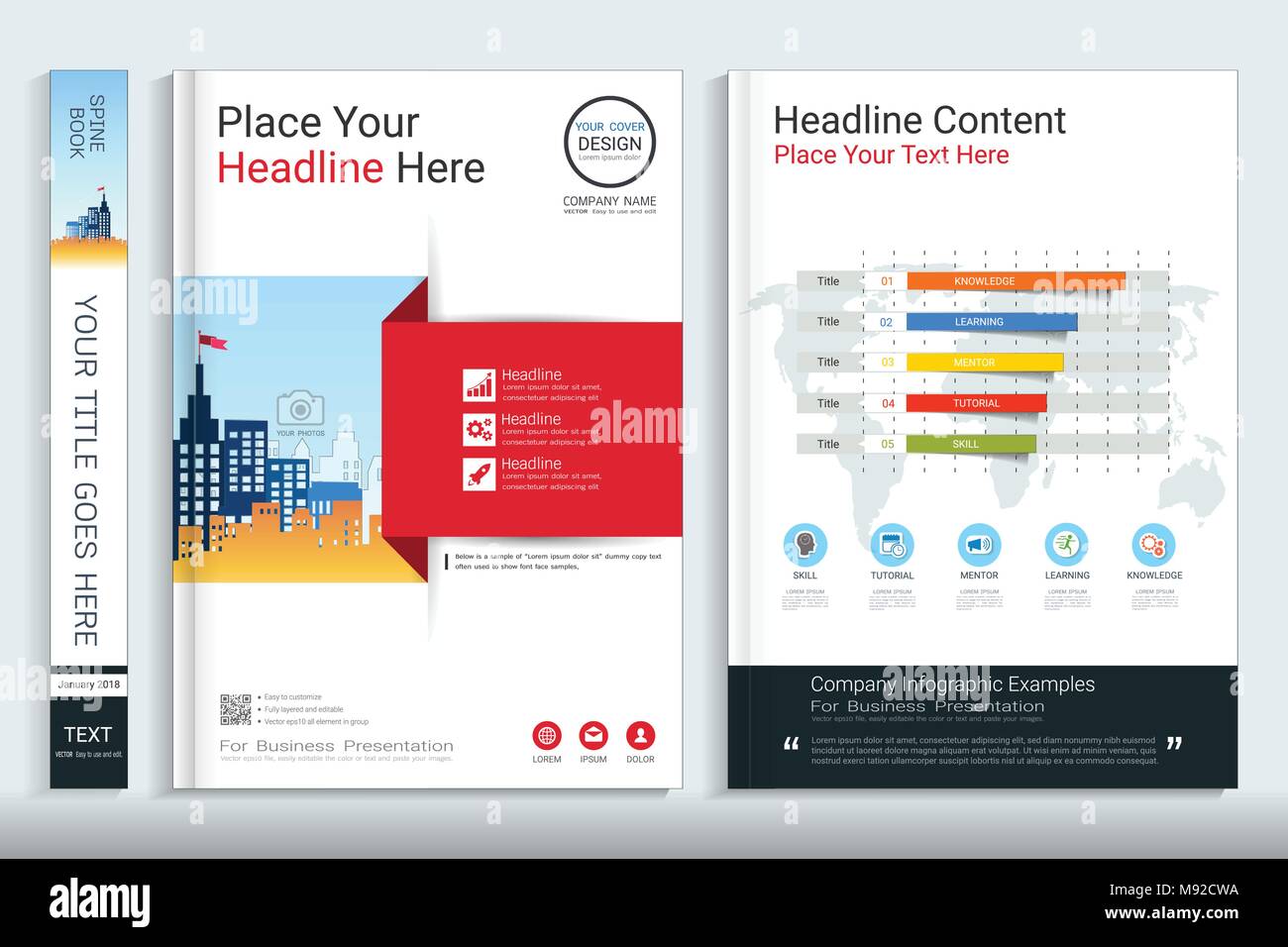 Corporate cover book design template with infographic element, Covers ...