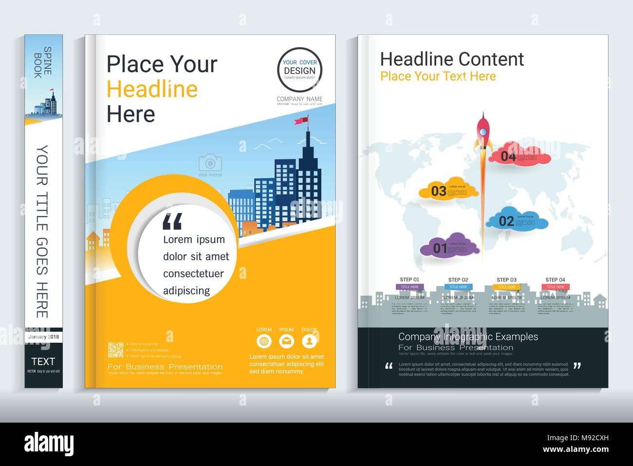 Corporate cover book design template with infographic element, Covers ...