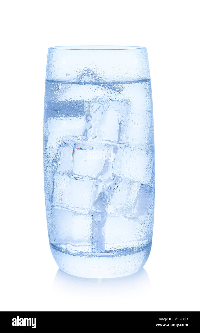 Glass of water with ice cubes isolated on white background Stock Photo ...