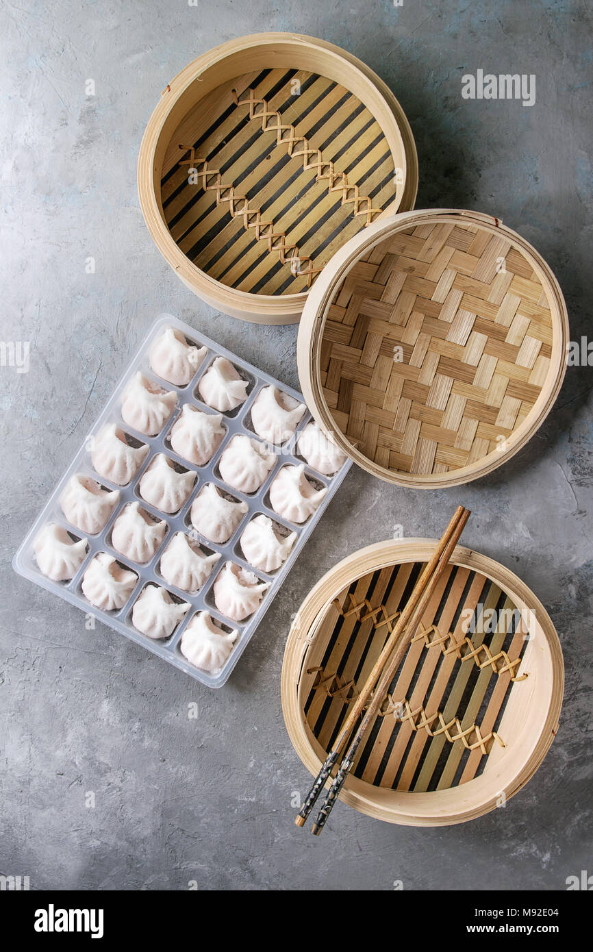 Frozen Asian steam dumplings Stock Photo Alamy