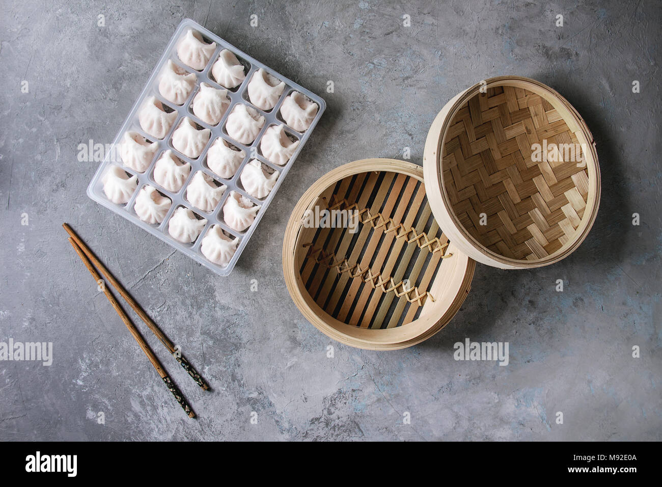 Frozen Asian steam dumplings Stock Photo Alamy